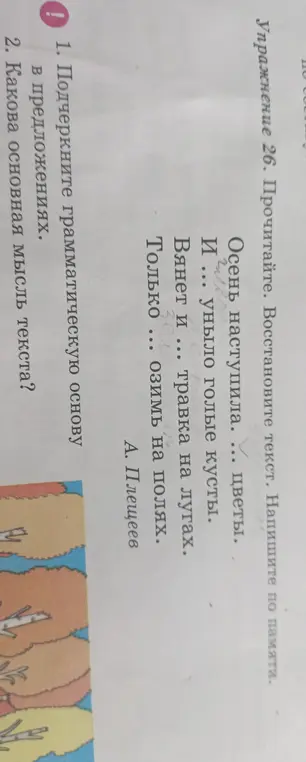 Подчеркни грамматическую основу в предложениях.