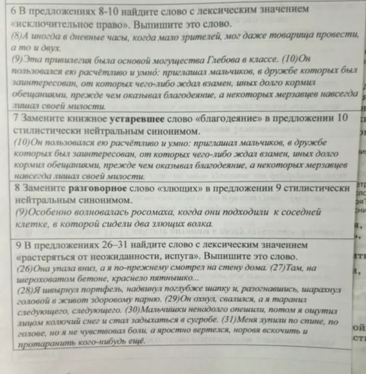 Выполни задания по русскому языку: найди слово с заданным значением, замени слово синонимом.