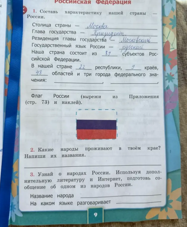 Составь характеристику нашей страны России