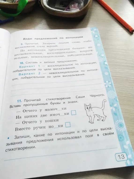 В стихотворении Саши Чёрного вставь пропущенные буквы и знаки