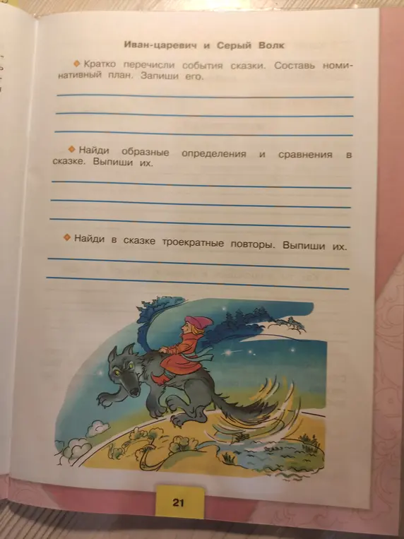 Составь номинативный план сказки «Иван-царевич и Серый Волк».