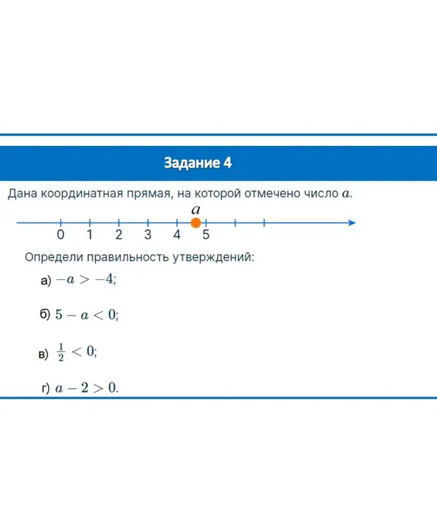 Определи правильность утверждения: -a > -4