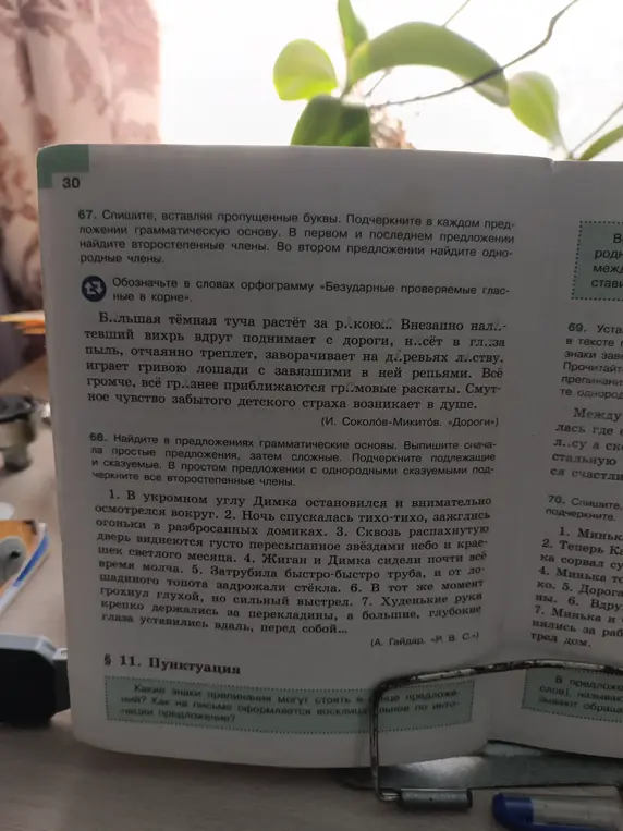 Объясни, как выполнить упражнения 67 и 68, и расскажи, какие знаки препинания могут стоять в конце предложения