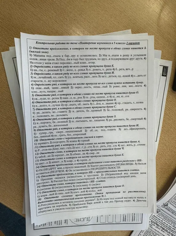 Можешь помочь мне с контрольной работой по русскому языку, 2 вариант, первое задание: Отметь предложение, в котором на месте пропуска в обоих словах пишется в (мягкий знак)?