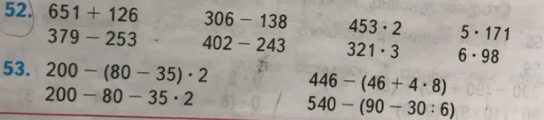 Вычисли выражения: 651 + 126