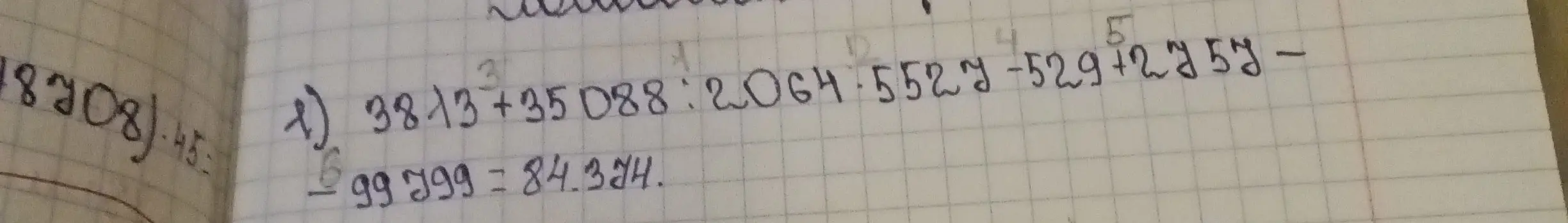 Можешь решить пример: 38113 + 35088 : 2064 * 5527 - 529 + 2757?