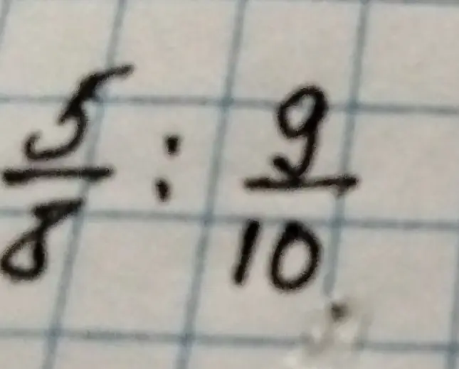 Как разделить дробь 5/8 на дробь 9/10?