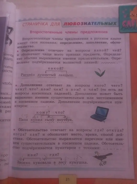 Объясни, что такое второстепенные члены предложения