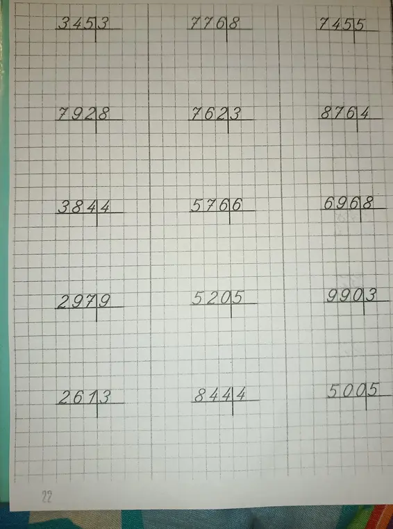 Выполни деление столбиком чисел 345 на 3.