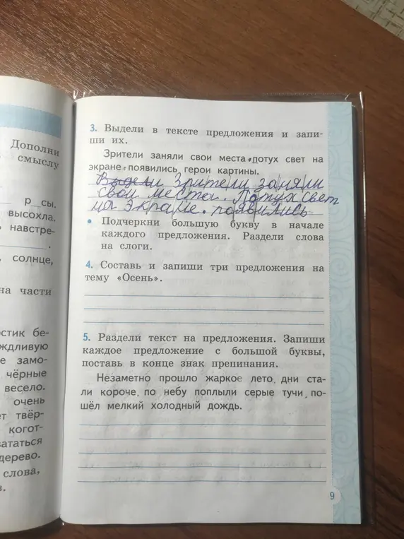 Выдели в тексте предложения и запиши их.