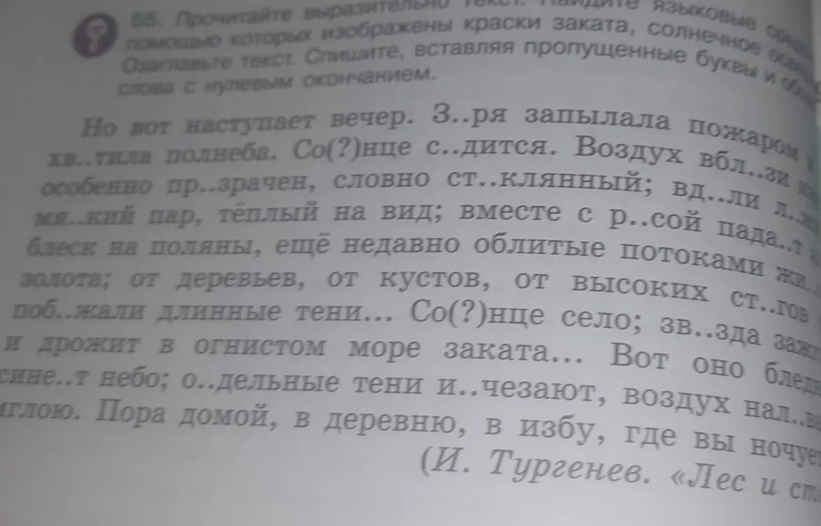 Вставь пропущенные буквы в тексте.