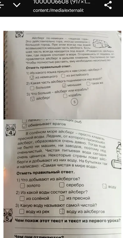 Выполни, пожалуйста, задания: 1) Что добывают из айсбергов?