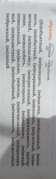 Объясни написание "не" с разными частями речи на примерах из текста