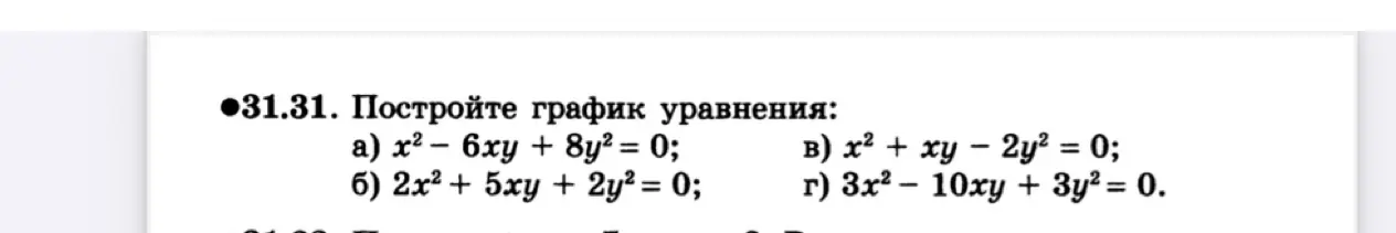 Помоги построить график уравнения: x²-6xy + 8y² = 0