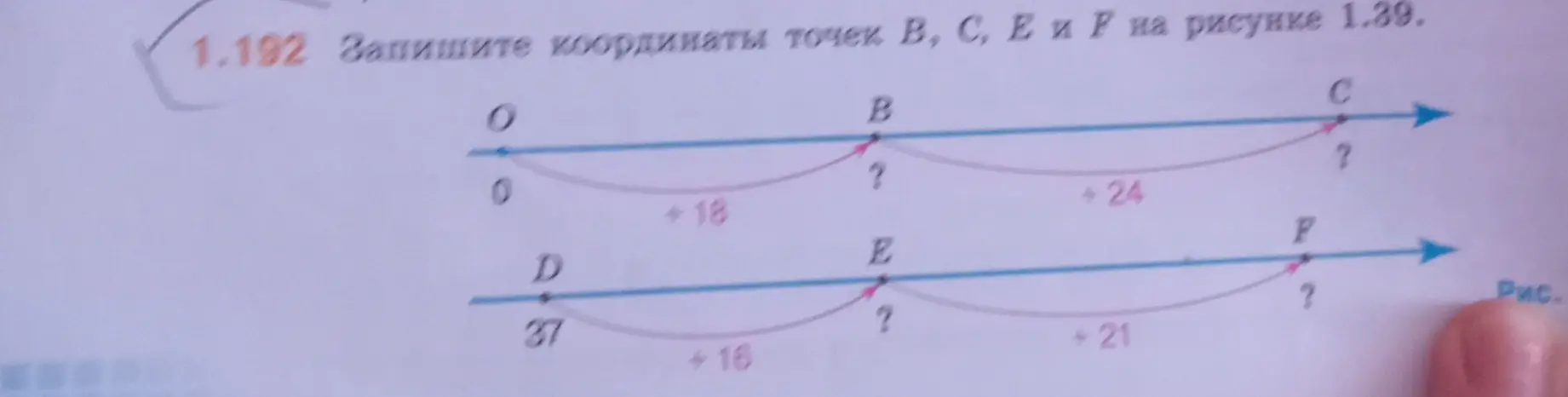 Вычисли координаты точек B, C, E и F на рисунке 1.39