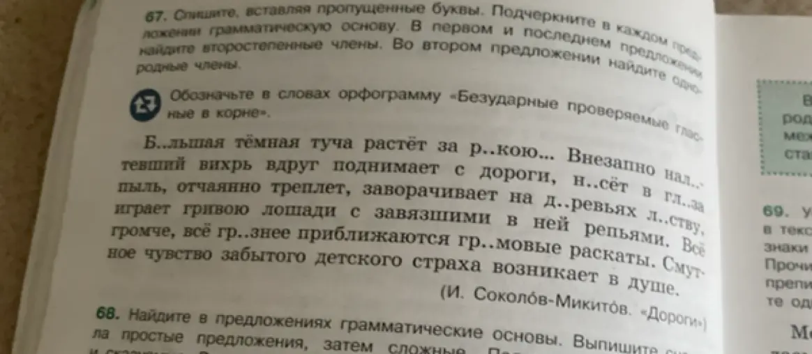 Выполни задание, вставляя пропущенные буквы и обозначая орфограмму «Безударные проверяемые гласные в корне»