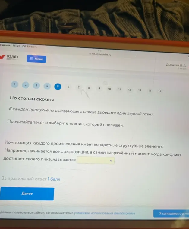 Как называется самый напряжённый момент в произведении, когда конфликт достигает своего пика?