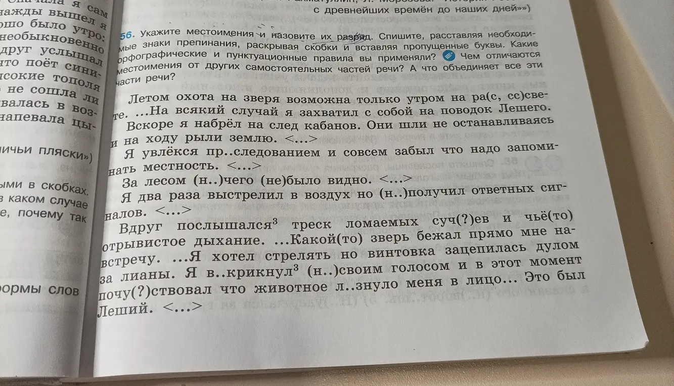 Укажи местоимения и назови их разряд, расставляя необходимые знаки препинания, раскрывая скобки и вставляя пропущенные буквы.