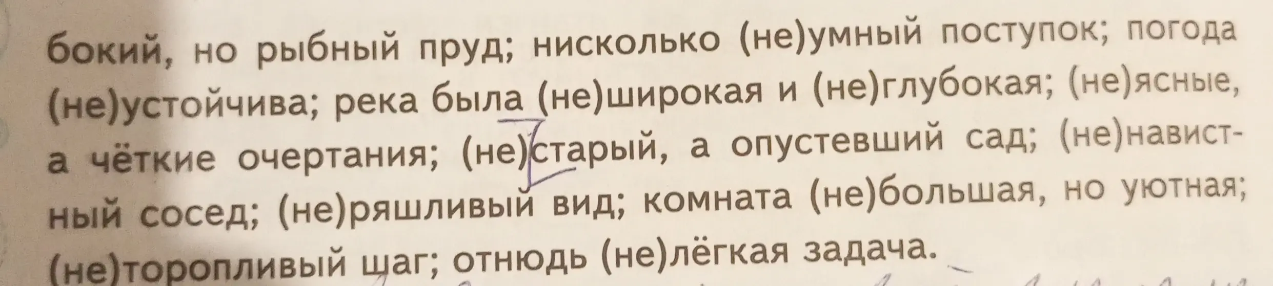Как правильно написать слова с частицей "не" в предложении "бокий, но рыбный пруд; нисколько (не)умный поступок"?