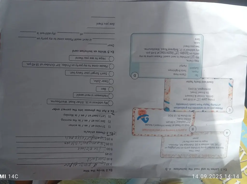 Выполни задания 3 и 4: выбери предлог и расставь фразы в правильном порядке
