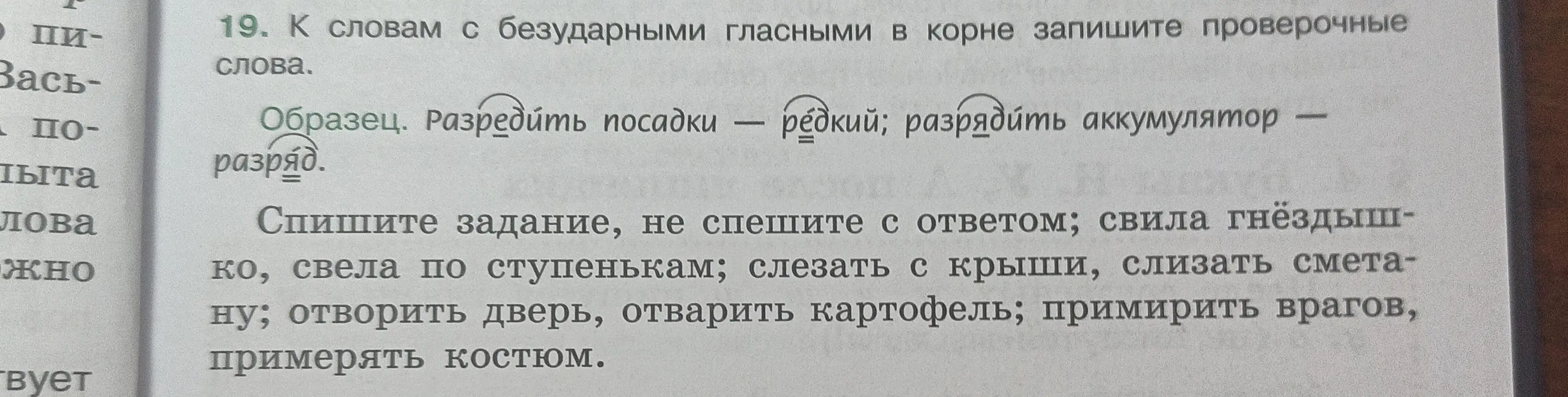 Подбери проверочные слова к словам с безударными гласными в корне: свила гнёздышко
