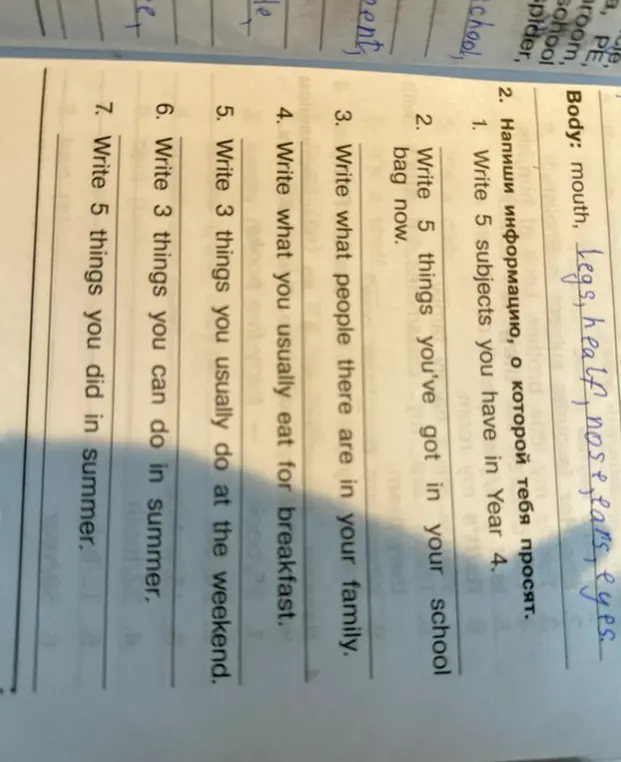 Напиши 5 предметов, которые изучаешь в 4 классе.