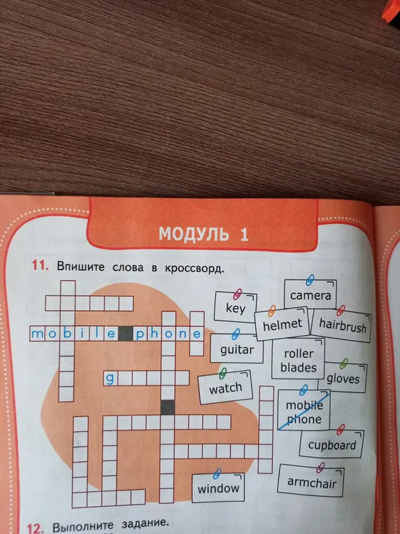 Впиши слова в кроссворд.