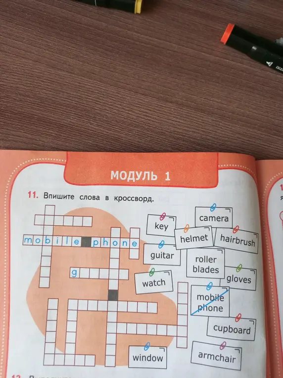 Впиши слова в кроссворд