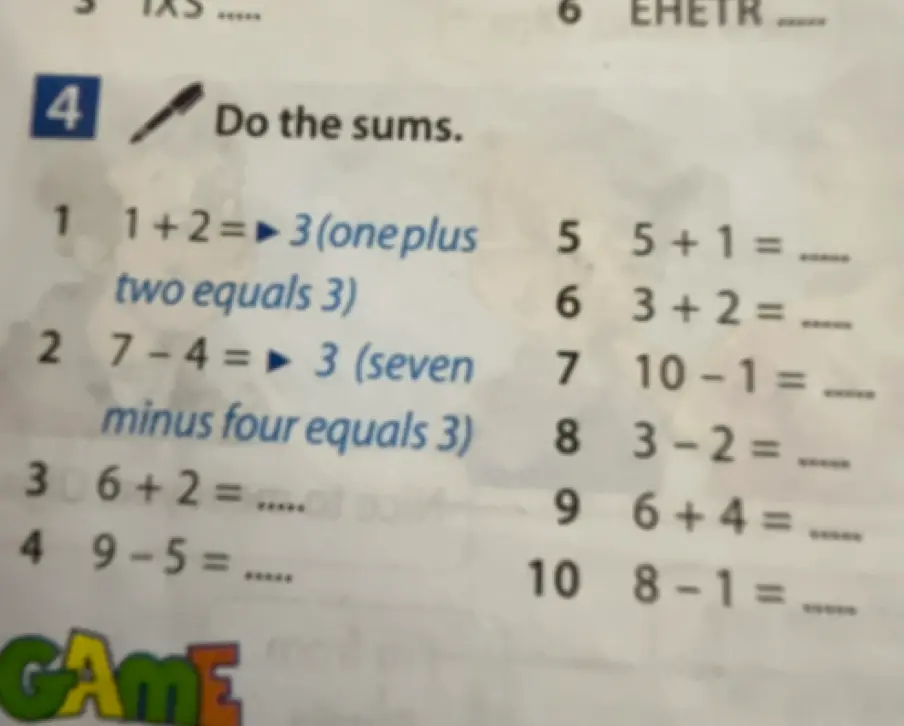 Помоги мне решить примеры: 6 + 2 = ?, 9 - 5 = ?, 5 + 1 = ?, 3 + 2 = ?, 10 - 1 = ?, 3 - 2 = ?, 6 + 4 = ?, 8 - 1 = ?