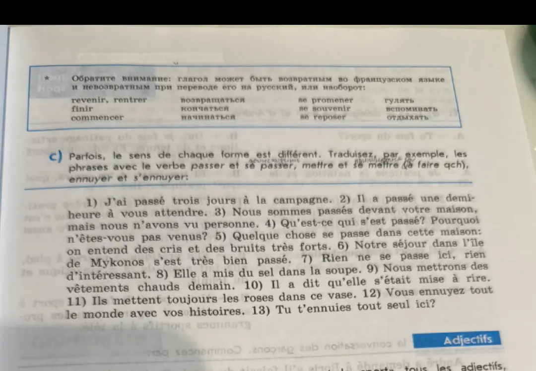 Переведи на русский язык предложения с глаголами passer и s'ennuyer.