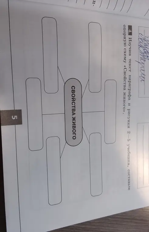 Помоги составить опорную схему «Свойства живого»