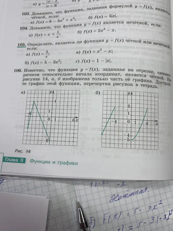 Объясни, как достроить график четной функции на рисунке 14 под буквой а