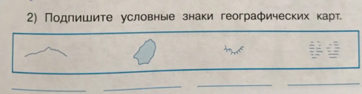 Подпиши условные знаки географических карт