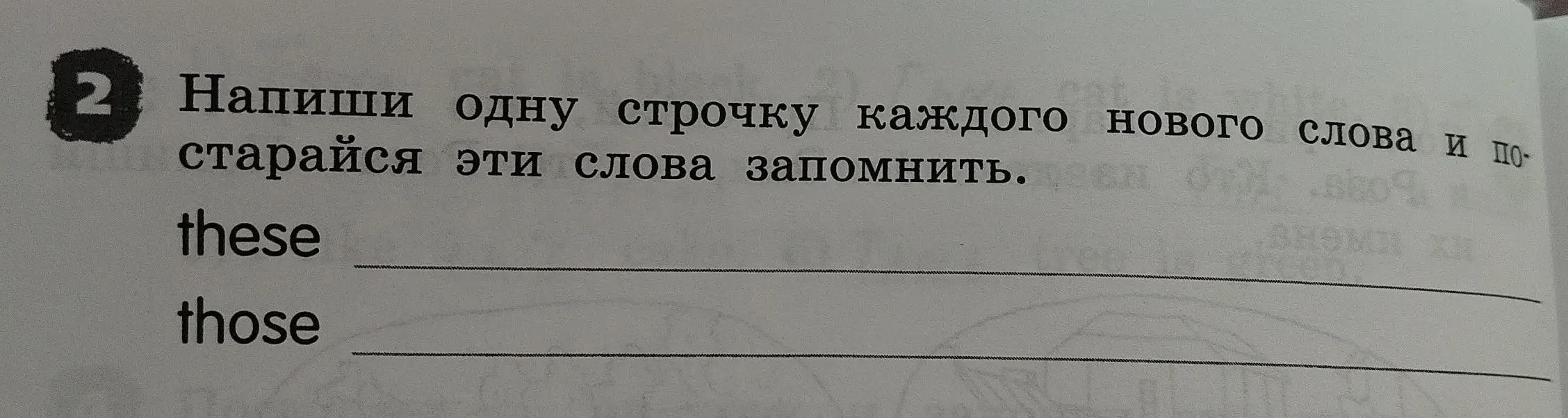 Напиши одну строчку каждого нового слова 'these' и 'those'