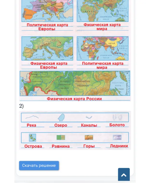 Объясни, что изображено на географической карте
