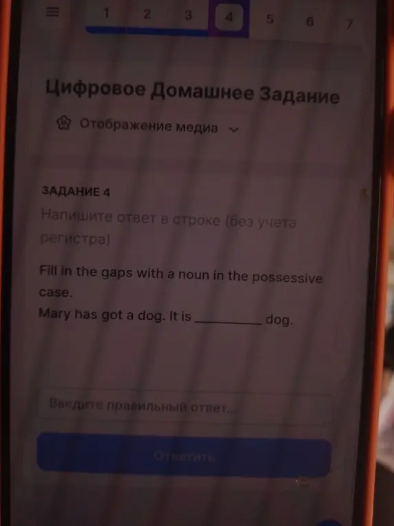 Как правильно заполнить пропуски в предложении 'Mary has got a dog. It is ___ dog.' с использованием существительного в притяжательном падеже?