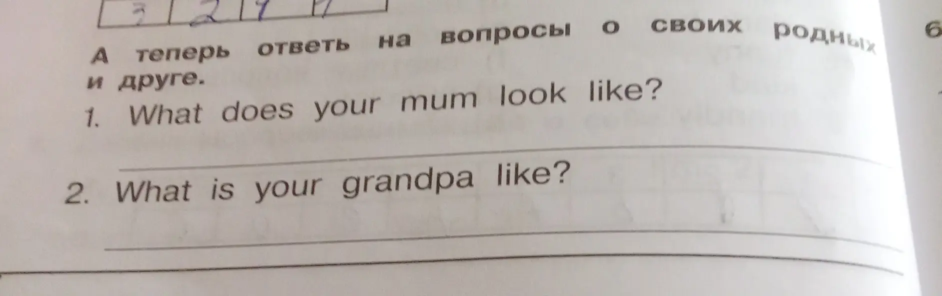 Ответь на вопрос 'What does your mum look like?'