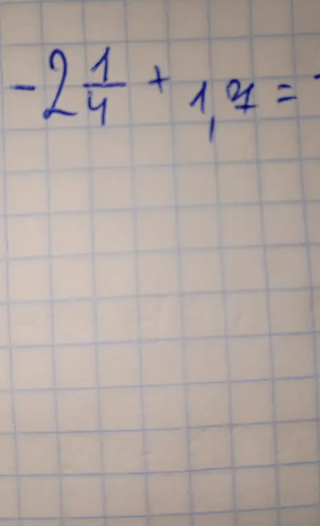 Вычисли значение выражения -2 1/4 + 1,24