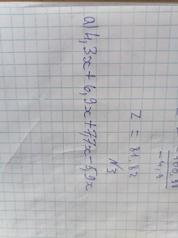 Ты просишь упростить выражение 4,3x+6,9x+77x-59x