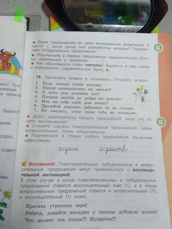 Какие предложения по цели высказывания встретились в тексте и как образовалось слово чистотел?