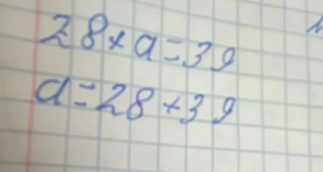 Объясни, как решить уравнение 28 + a = 39