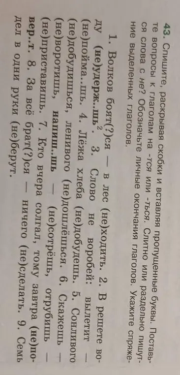 Определи, слитно или раздельно пишутся слова с 'не' в предложении 'Волков боят(?)ся — в лес (не)ходить'.