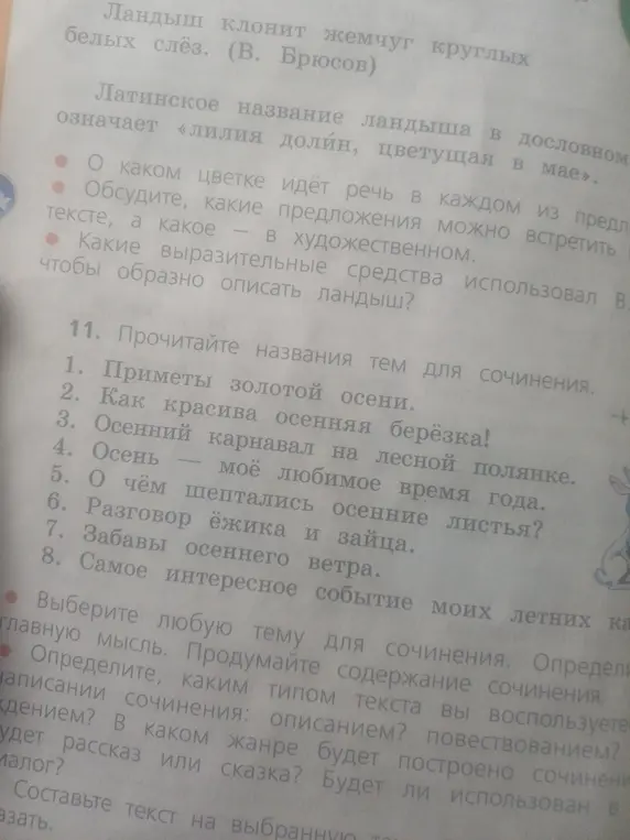 Предлагаешь прочитать названия тем для сочинения.