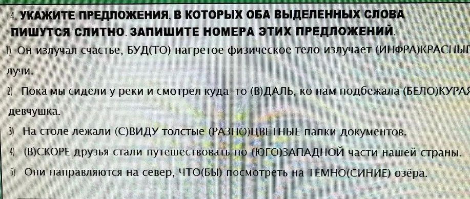 Укажи предложения, в которых оба выделенных слова пишутся слитно (задание 4, пример 1)