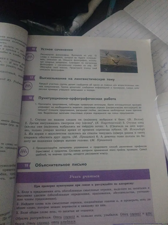 Выполни задание 18.1: прочитай предложения, раскрой скобки, расставь знаки препинания и подчеркни члены предложения.