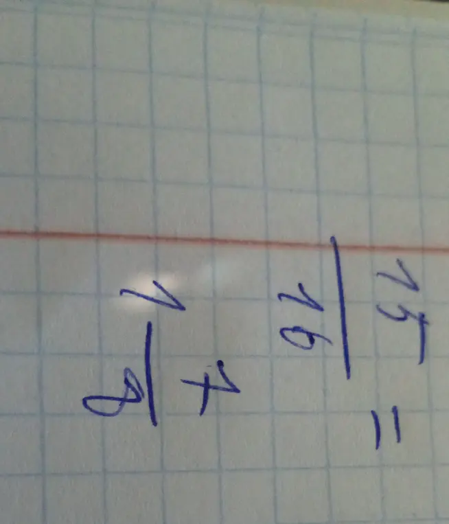 Вычисли, чему равна сумма $\frac{1}{8} + \frac{15}{16}$