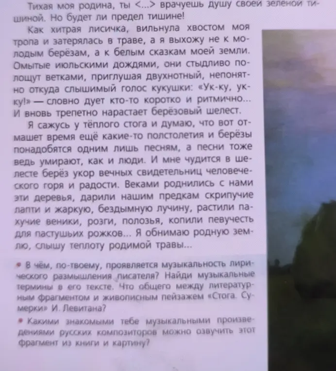 В чём, по-твоему, проявляется музыкальность лирического размышления писателя?