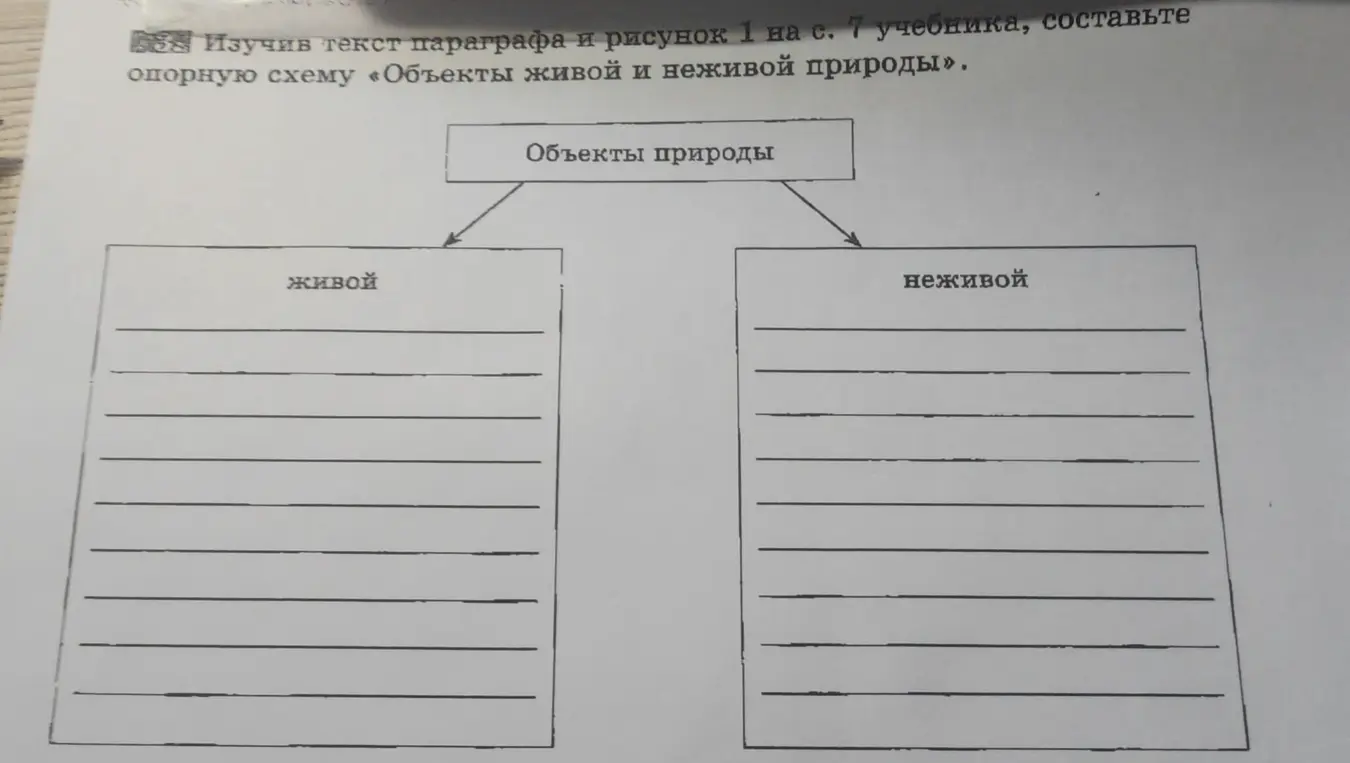 Составь опорную схему «Объекты живой и неживой природы»