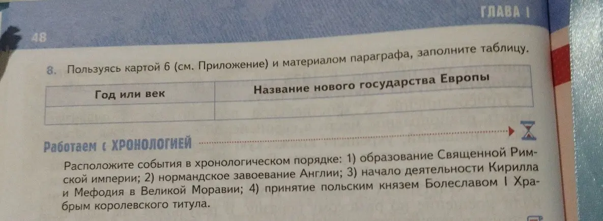 Составь таблицу новых государств Европы и расположи исторические события в хронологическом порядке
