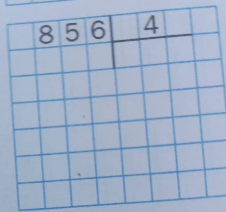 Раздели число 856 на 4 столбиком